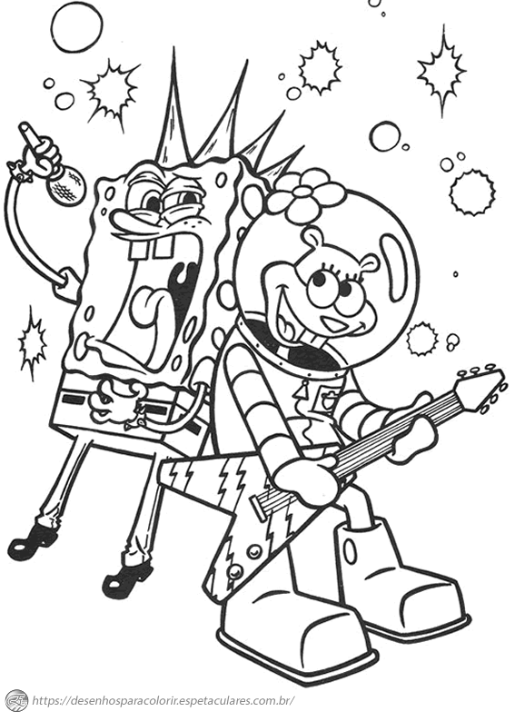 Bob Esponja e Sandy cantando