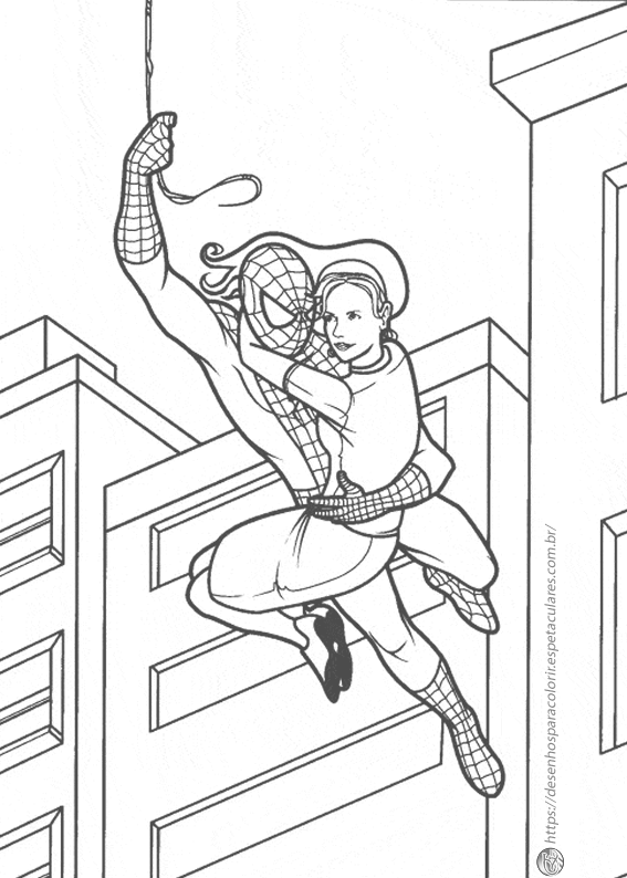 Desenhos para colorir de o homem-aranha salvando a mary jane  